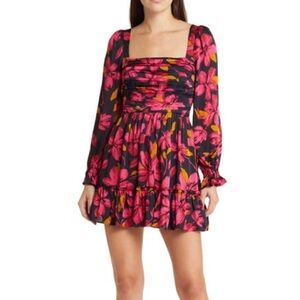 Floral Long Sleeve Mini Dress